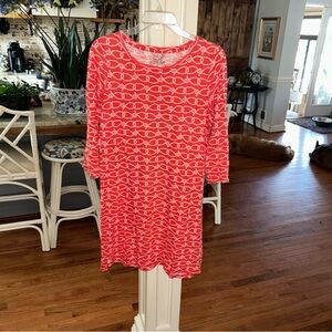 Vineyard Vines Red and White Patterned Midi Dress